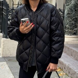 NWOT Anine Bing Leo Padded Quilted Puffer Jacket in Black